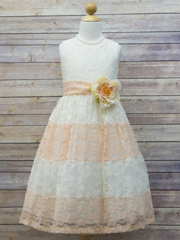 Ivory & Peach Lace Color Block Dress Ivory & Peach Lace Color Block Dress