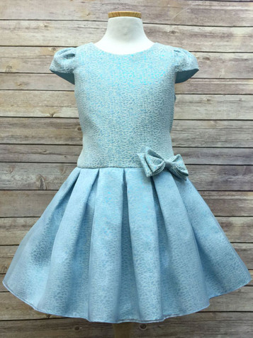 Turquoise Pleated Above-the-Knee Dress w/ Bow Turquoise Pleated Above-the-Knee Dress w/ Bow
