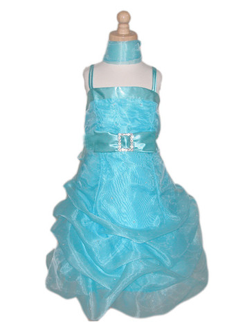 Turquoise Flower Girl Dress - Organza w/ Rhinestone Mini Dress Turquoise Flower Girl Dress - Organza w/ Rhinestone Mini Dress