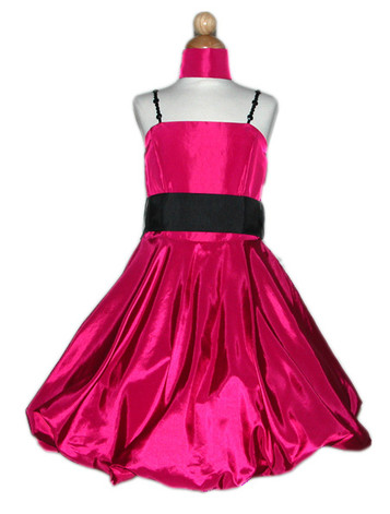 Fuchsia Bubble Dress w/ Bead Shoulder Straps