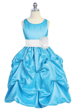 Turquoise/White Taffeta Bubble Pick Up Dress Turquoise/White Taffeta Bubble Pick Up Dress