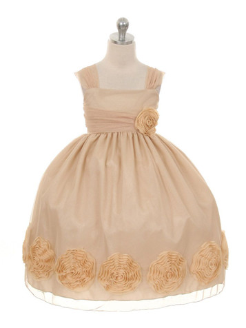 Champagne Big Flower Mesh Dress Champagne Big Flower Mesh Dress