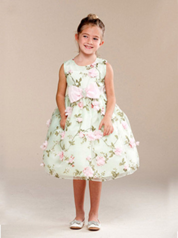 Mint Floral Print Bow Brooch Flower Girl Dress Mint Floral Print Bow Brooch Flower Girl Dress