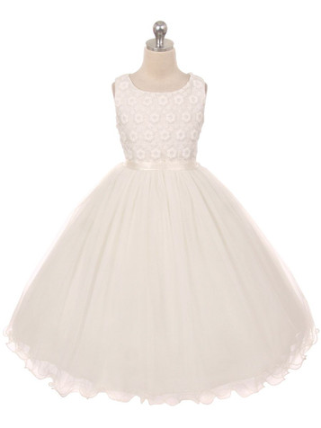 Ivory Flower Embroidered Tulle Dress Ivory Flower Embroidered Tulle Dress