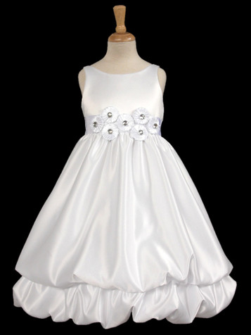 White/White Two Layer Bubble Dress w/Decorative Sash White/White Two Layer Bubble Dress w/Decorative Sash