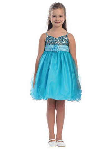 Turquoise / Aqua Sequined Bodice Pageant Dress Turquoise / Aqua Sequined Bodice Pageant Dress