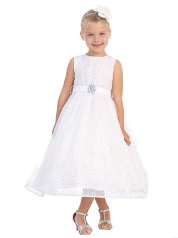 White Glitter Tulle Overlay Dress White Glitter Tulle Overlay Dress