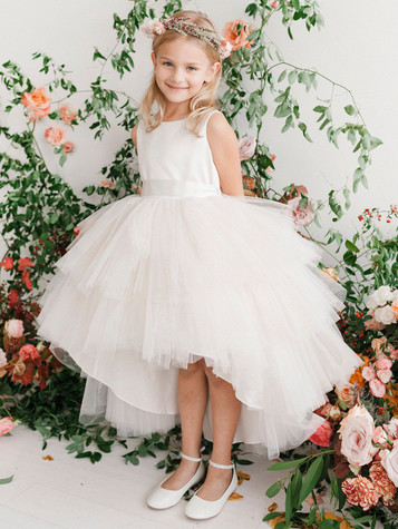 Tip Top Kids 5658 Ivory Ruffled Tulle High Low Dress