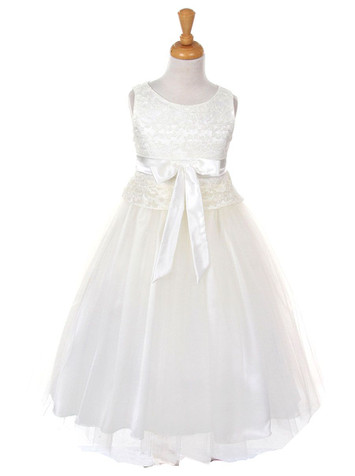 White Lace Bodice w/ Double Tulle Over Charmeuse White Lace Bodice w/ Double Tulle Over Charmeuse