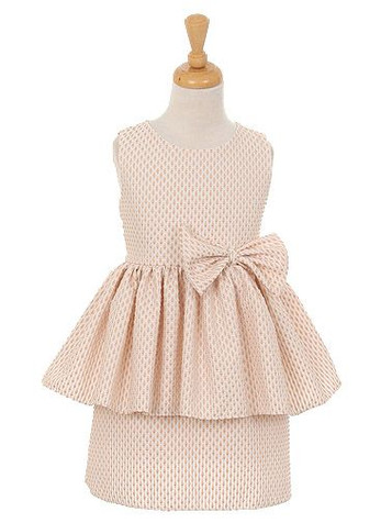Taupe Petite Polka Dot Jacquard Peplum Dress w/ Bow Taupe Petite Polka Dot Jacquard Peplum Dress w/ Bow