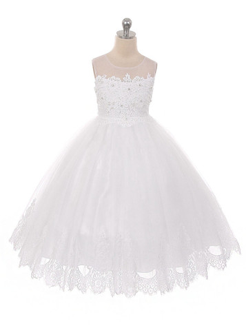 White Mesh & Lace Bodice w/ Tulle Lace Skirt White Mesh & Lace Bodice w/ Tulle Lace Skirt
