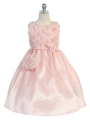 Dusty Rose Tulle Rosebud Bodice w/ Taffeta Skirt Dusty Rose Tulle Rosebud Bodice w/ Taffeta Skirt