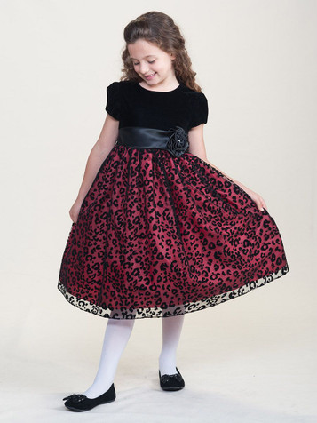 Black & Red Holiday Dress w/ Velvet Bodice & Cheetah Overlay Skirt Black & Red Holiday Dress w/ Velvet Bodice & Cheetah Overlay Skirt