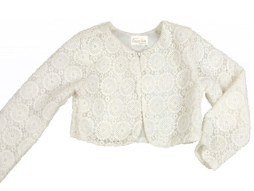 Capes and Jackets - Ivory Swirl Lace Pearl Button Bolero Jacket Capes and Jackets - Ivory Swirl Lace Pearl Button Bolero Jacket