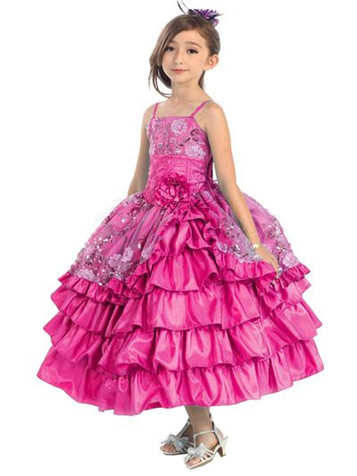 Fuchsia Rose & Sparkle Multilayer Dress w/ Bolero Fuchsia Rose & Sparkle Multilayer Dress w/ Bolero