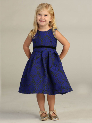 Royal Blue Pleated Jacquard Dress Royal Blue Pleated Jacquard Dress