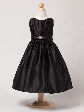 Black Satin Dress w/ Rhinestone Pin Black Satin Dress w/ Rhinestone Pin