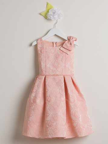 Pink Rose Jacquard Dress w/ Shoulder Bow Pink Rose Jacquard Dress w/ Shoulder Bow