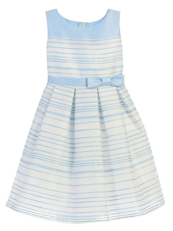 Light Blue Striped Woven & Satin Dress Light Blue Striped Woven & Satin Dress