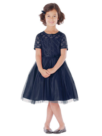 Navy Cross Hatch Satin & Mesh Dress Navy Cross Hatch Satin & Mesh Dress