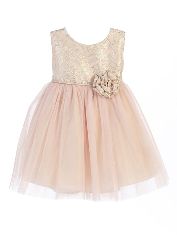 Ivory Vintage Jacquard Tulle Dress - Pink Princess