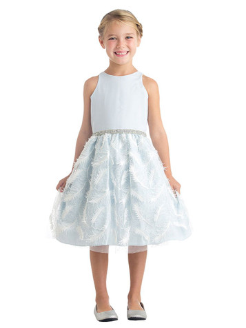 Blue Feather Patch Mesh Dress Blue Feather Patch Mesh Dress
