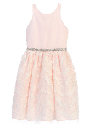 Pink Feather Patch Mesh Dress Pink Feather Patch Mesh Dress