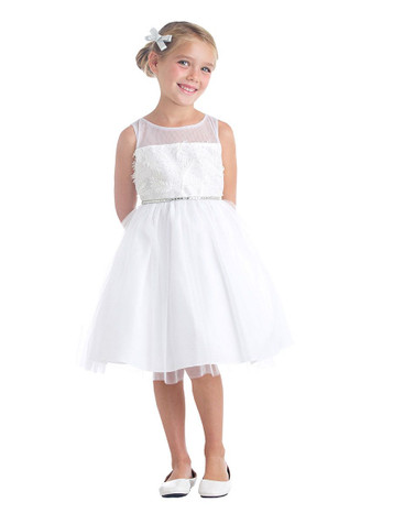 White Feather Patch Top & Mesh Skirt Dress White Feather Patch Top & Mesh Skirt Dress