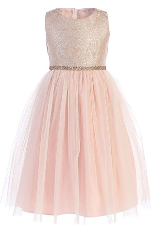 Pink Vintage Pleated Jacquard Dress - Pink Princess