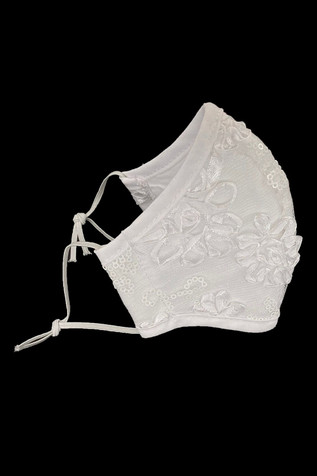 Ribbon w/ Sequins 100% Cotton Lining Face Shaped Mask