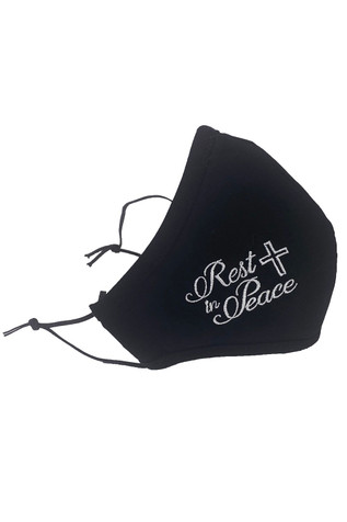 Rest in Peace Embroidered 100% 2-Ply Cotton Face Shaped Mask Rest in Peace Embroidered 100% 2-Ply Cotton Face Shaped Mask