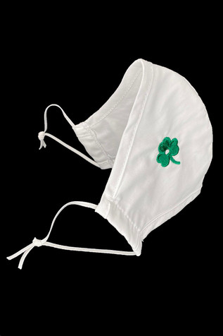 Embroidered Green Shamrock 100% 2-Ply Cotton Face Shaped Mask w/ Embroidered Embroidered Green Shamrock 100% 2-Ply Cotton Face Shaped Mask w/ Embroidered