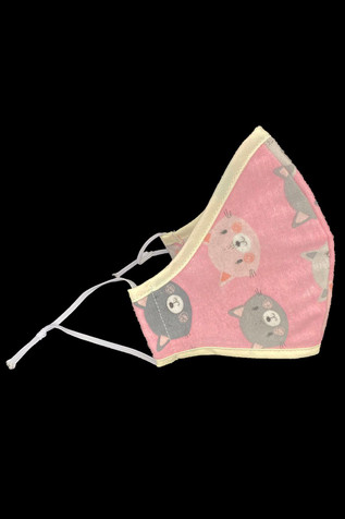 Cat Print Cotton Fleece 2-Ply Face Shaped Mask Cat Print Cotton Fleece 2-Ply Face Shaped Mask