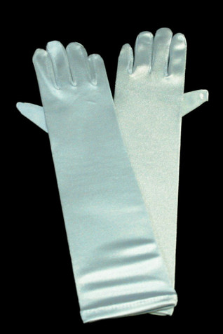 Ivory Long Satin Gloves - Pink Princess