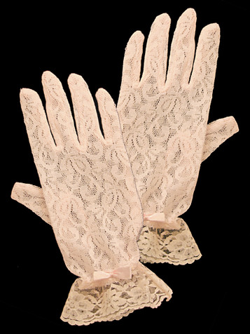 Peach Ruffled Lace Gloves Peach Ruffled Lace Gloves