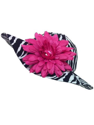 Flap Happy Zebra Floppy Hat w/ Removable Flower Flap Happy Zebra Floppy Hat w/ Removable Flower