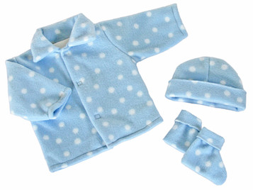 Blue w/ White Dots Poly Fleece Bootie Set Blue w/ White Dots Poly Fleece Bootie Set