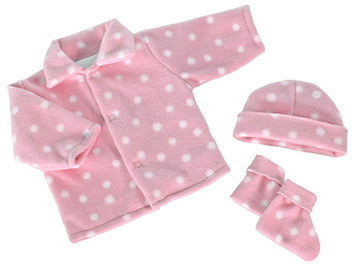 Pink w/ White Dots Poly Fleece Bootie Set Pink w/ White Dots Poly Fleece Bootie Set