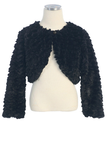 Black Feather Faux Fur Jacket w/ Button Closure Black Feather Faux Fur Jacket w/ Button Closure