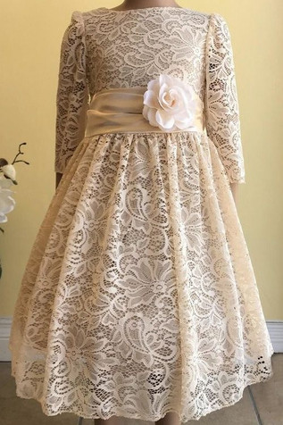 Kiki Kids 6466 Champagne 3/4 Sleeve Floral Lace Dress Kiki Kids 6466 Champagne 3/4 Sleeve Floral Lace Dress