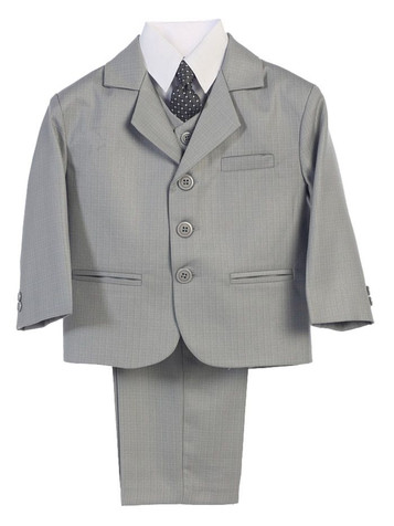 Boys' Light Gray 3 Button 5 Piece Suit Boys' Light Gray 3 Button 5 Piece Suit