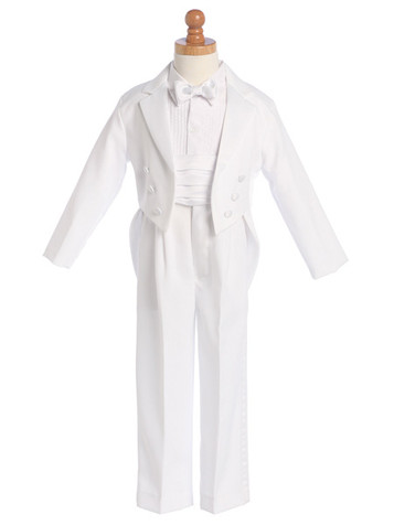 White Tail Tuxedo w/Satin Cummerbund & Clip-On Bowtie White Tail Tuxedo w/Satin Cummerbund & Clip-On Bowtie