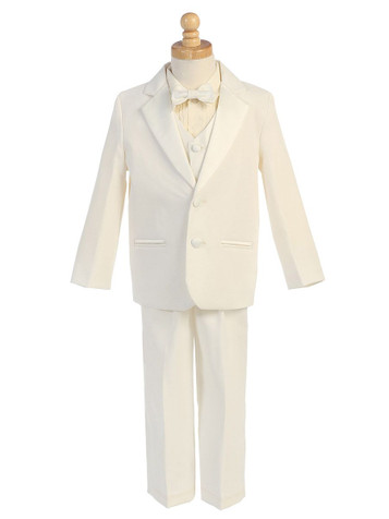 Ivory 5 Piece Two Button Tuxedo w/ Vest & Bowtie Ivory 5 Piece Two Button Tuxedo w/ Vest & Bowtie