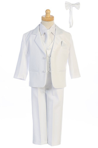 Little Gents 7928 Boys White Tuxedo Set w/ Bow Tie & Necktie Little Gents 7928 Boys White Tuxedo Set w/ Bow Tie & Necktie