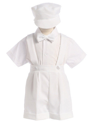 Boys White Jumper Shorts Set with Cap Boys White Jumper Shorts Set with Cap