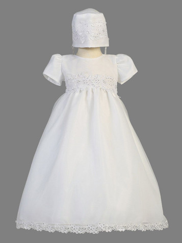 Christening Organza Gown w/ Corded Trims & Sequins Christening Organza Gown w/ Corded Trims & Sequins