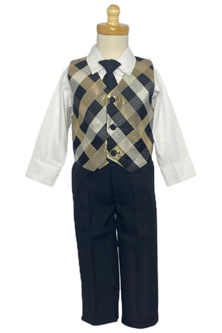 Lito C571 Metallic Plaid w/ Poplin Pant Set Lito C571 Metallic Plaid w/ Poplin Pant Set