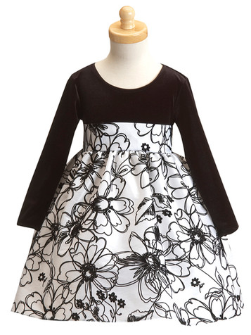 White Stretched Velvet Bodice Dress w/ Flocked Taffeta Skirt White Stretched Velvet Bodice Dress w/ Flocked Taffeta Skirt