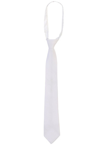 White Zipper Tie w/ Embroidered Celtic Cross White Zipper Tie w/ Embroidered Celtic Cross
