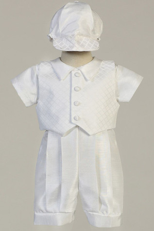 Swea Pea & Lilli Lennon Diamond Jacquard Vest w/ Shantung Romper Set Swea Pea & Lilli Lennon Diamond Jacquard Vest w/ Shantung Romper Set